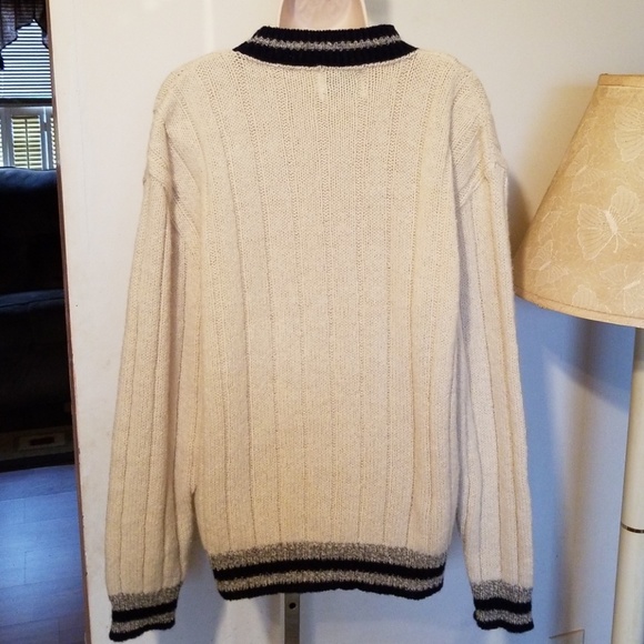 Men's Cream/Navy/Grey Crewneck Sweater - Size XL - Picture 3 of 6
